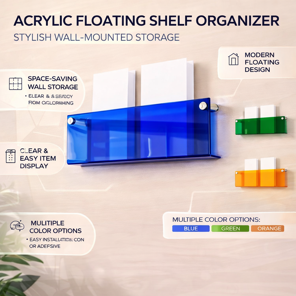 Acrylic Floating Wall Magazine Shelf