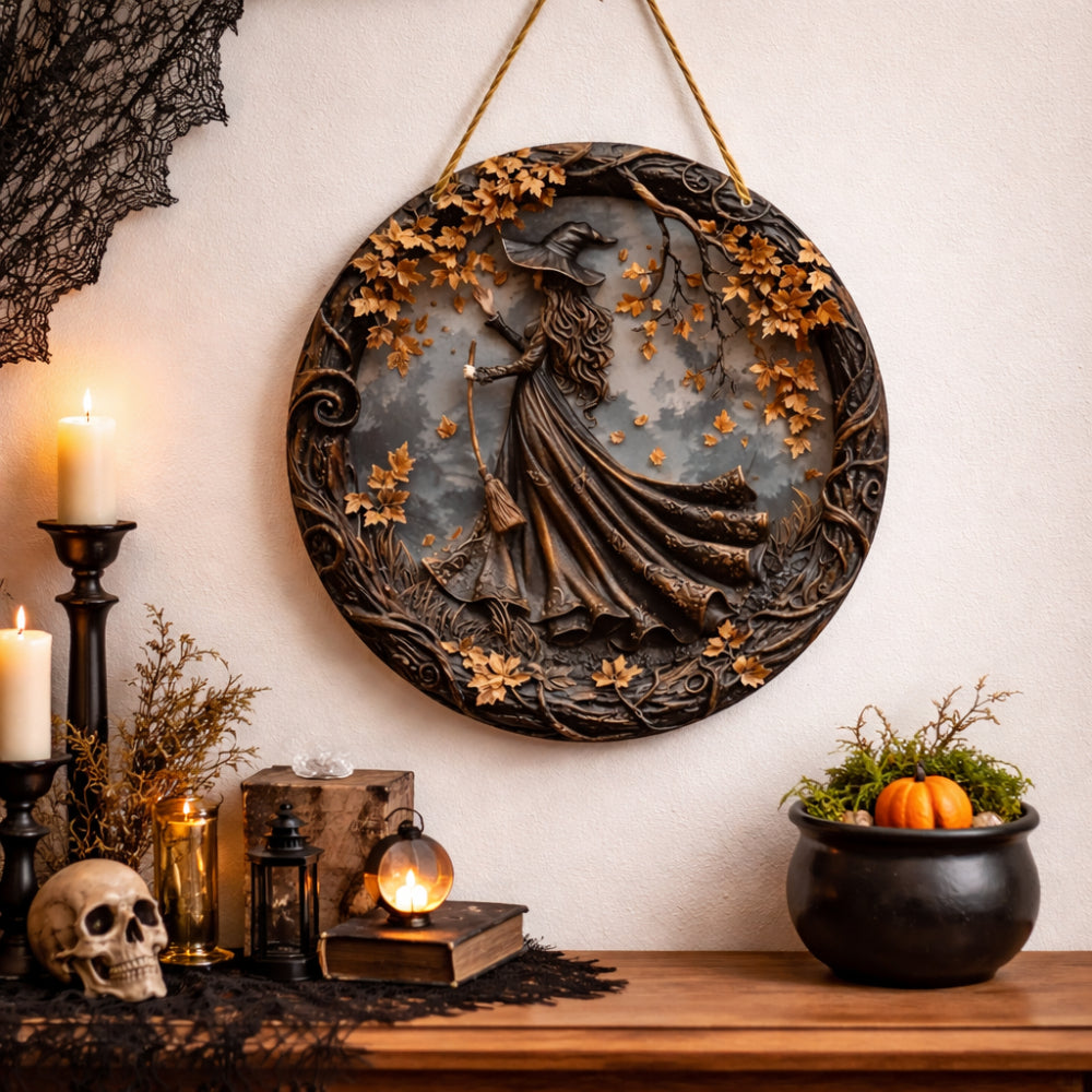 Witch Folklore Wooden Door Sign