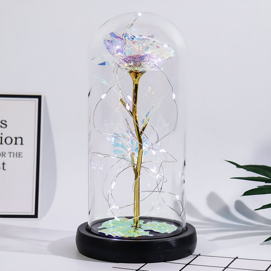 Rose Figure Glass Dome Display