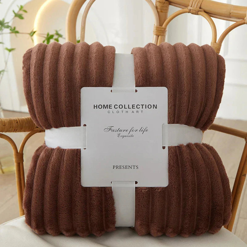 Wide Striped Flannel Fleece Blanket Soft Warmth Cozy Home Decor 3