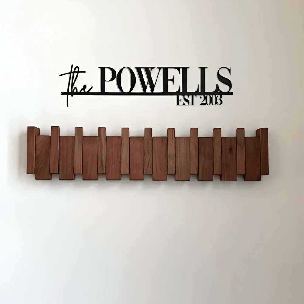 Folding Piano Style Wooden Hook Rack