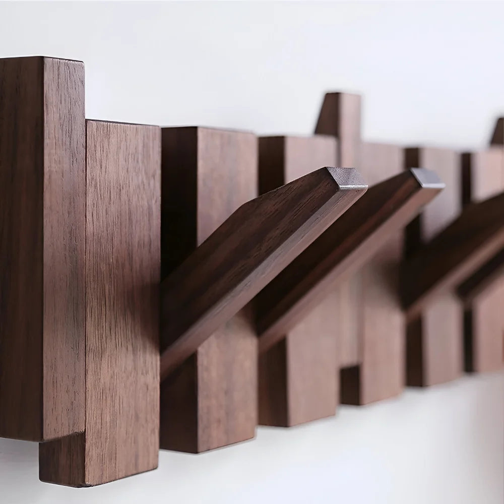 Folding Piano Style Wooden Hook Rack