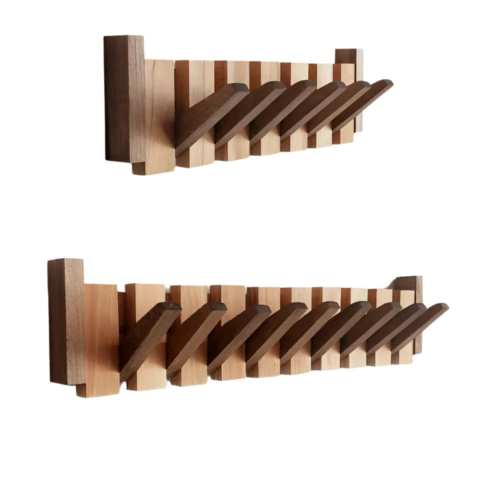 Folding Piano Style Wooden Hook Rack