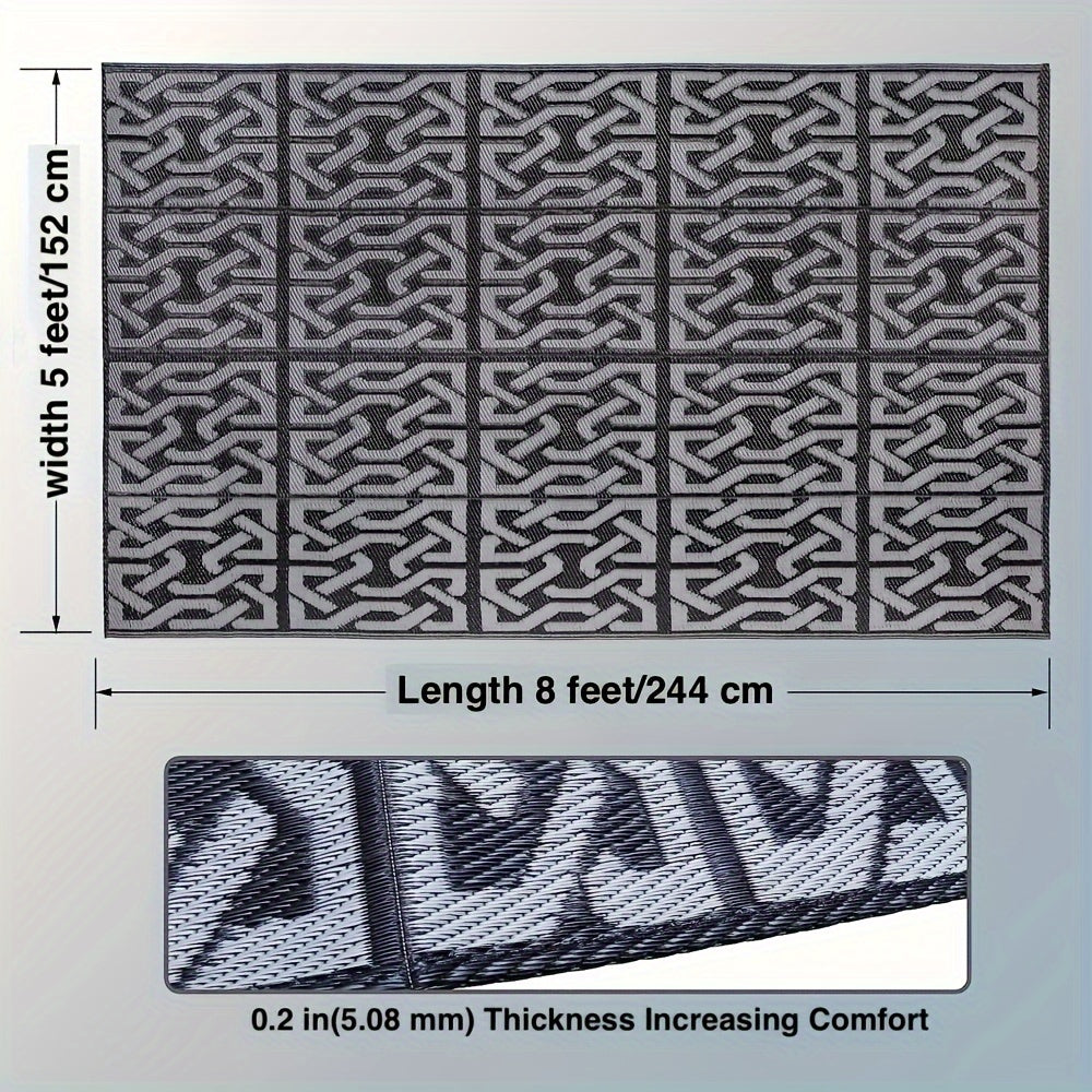 Reversible Black and Grey Outdoor Rug