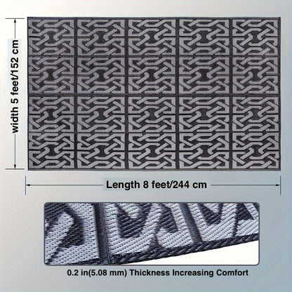 Reversible Black and Grey Outdoor Rug