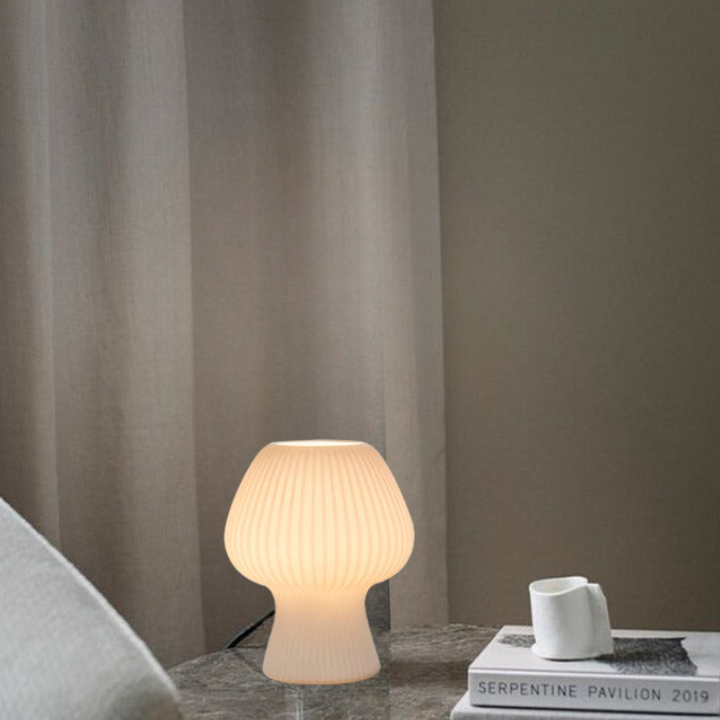 Ribbed Glass Mushroom Bedside Lamp