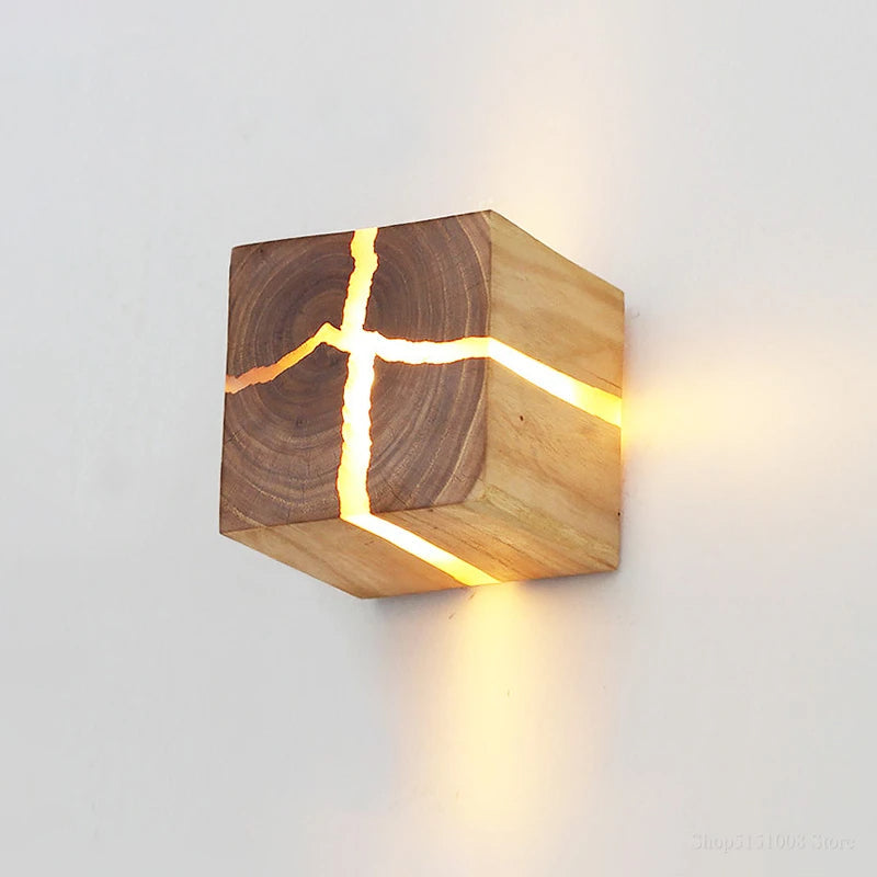 WoodAura Hand-Carved Wall Light