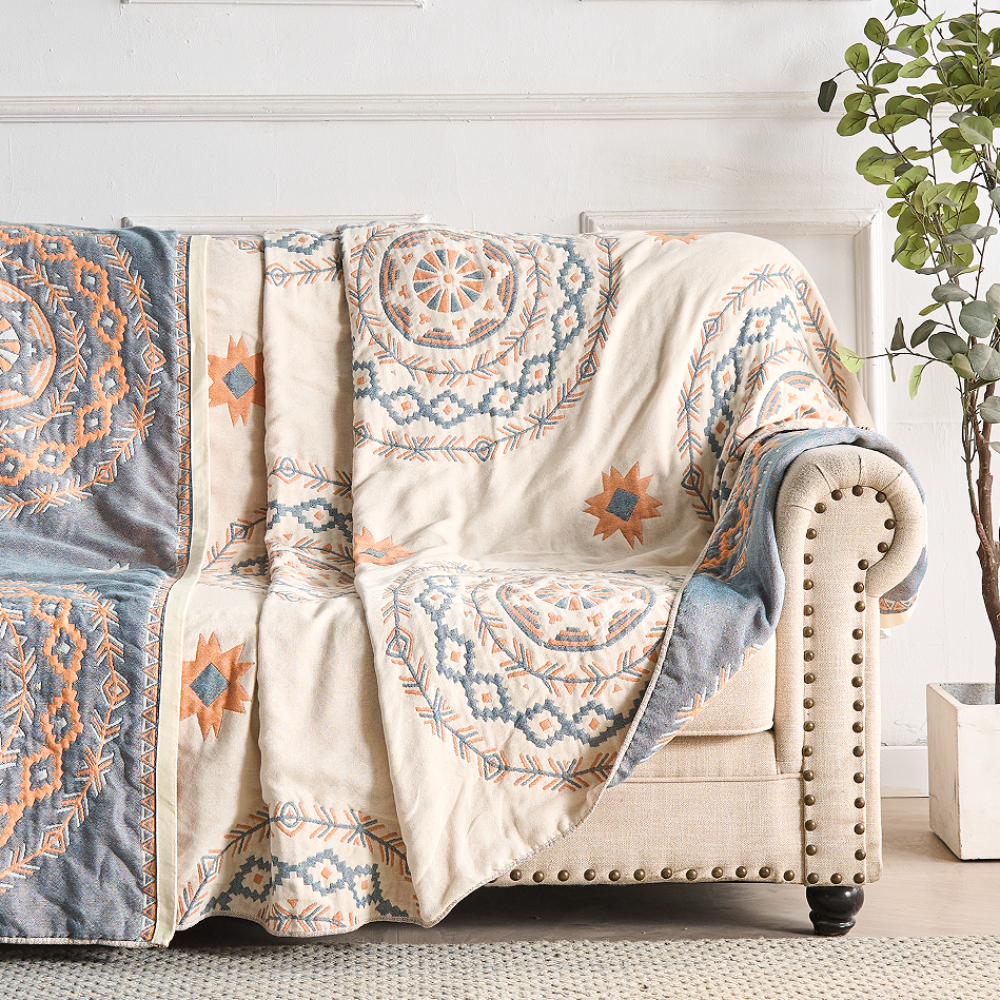 Serene Mandala | Cotton Throw Blanket - Image 6