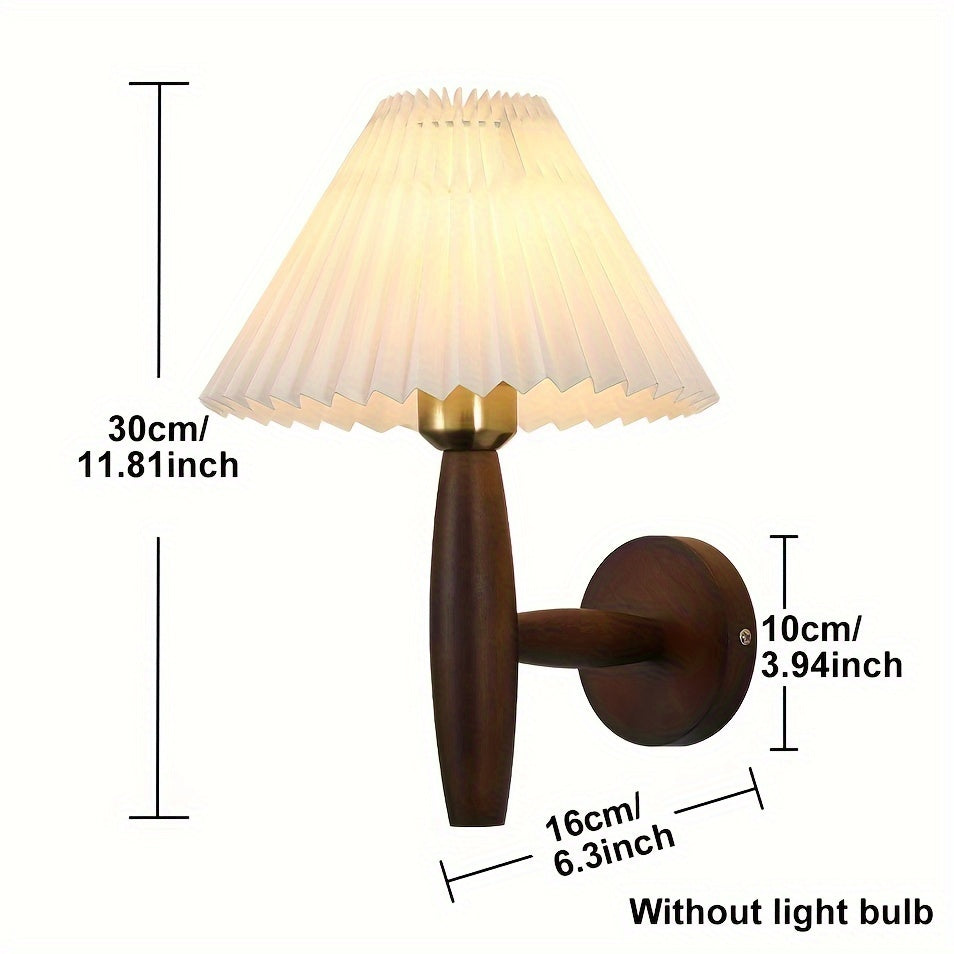 Pleated Shade Wooden Wall Sconce