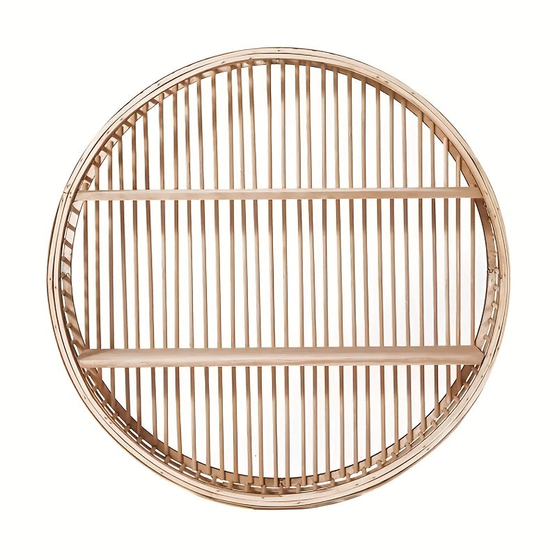 Round Bamboo Floating Wall Shelf