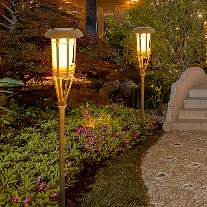 Solar Bamboo Flame Lantern 2 Pack