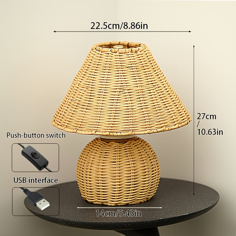 Bamboo Woven USB Desk Lamp