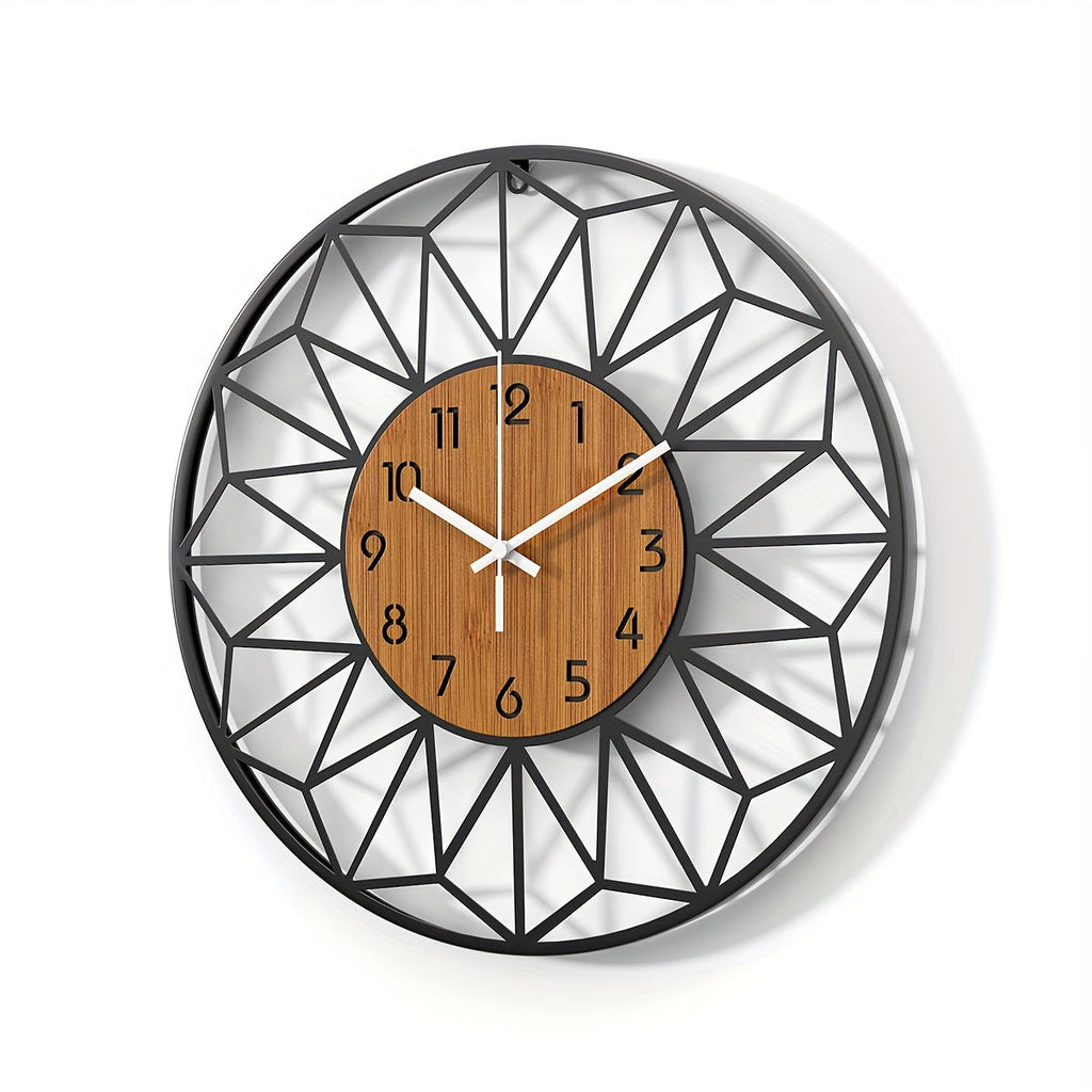 Wood Grain Metal Wall Clock