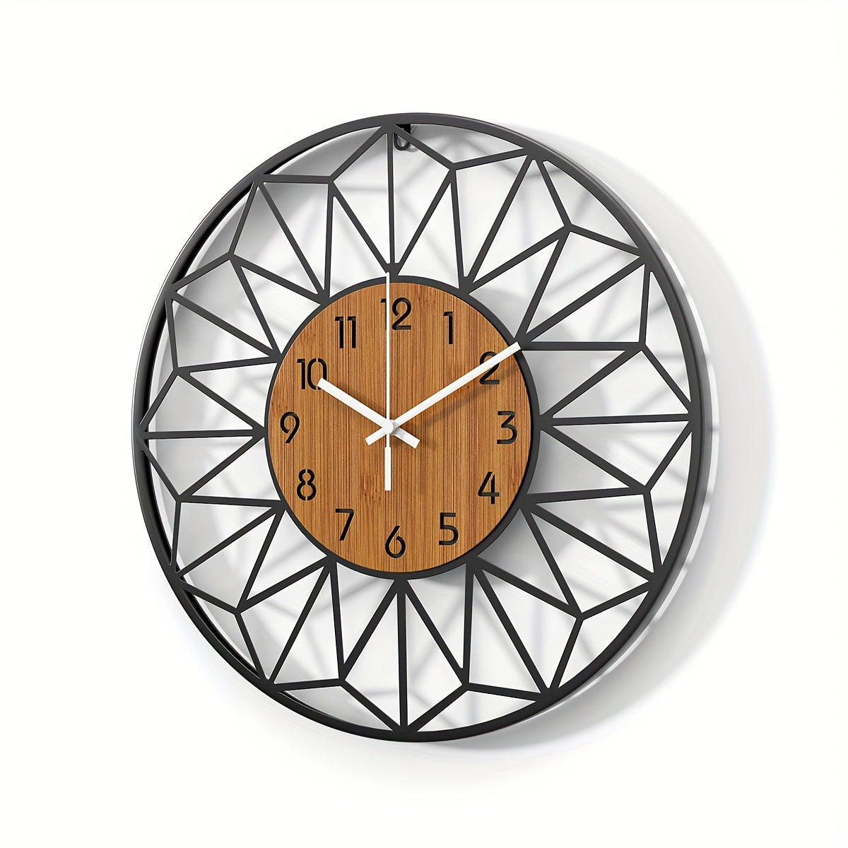 Wood Grain Metal Wall Clock