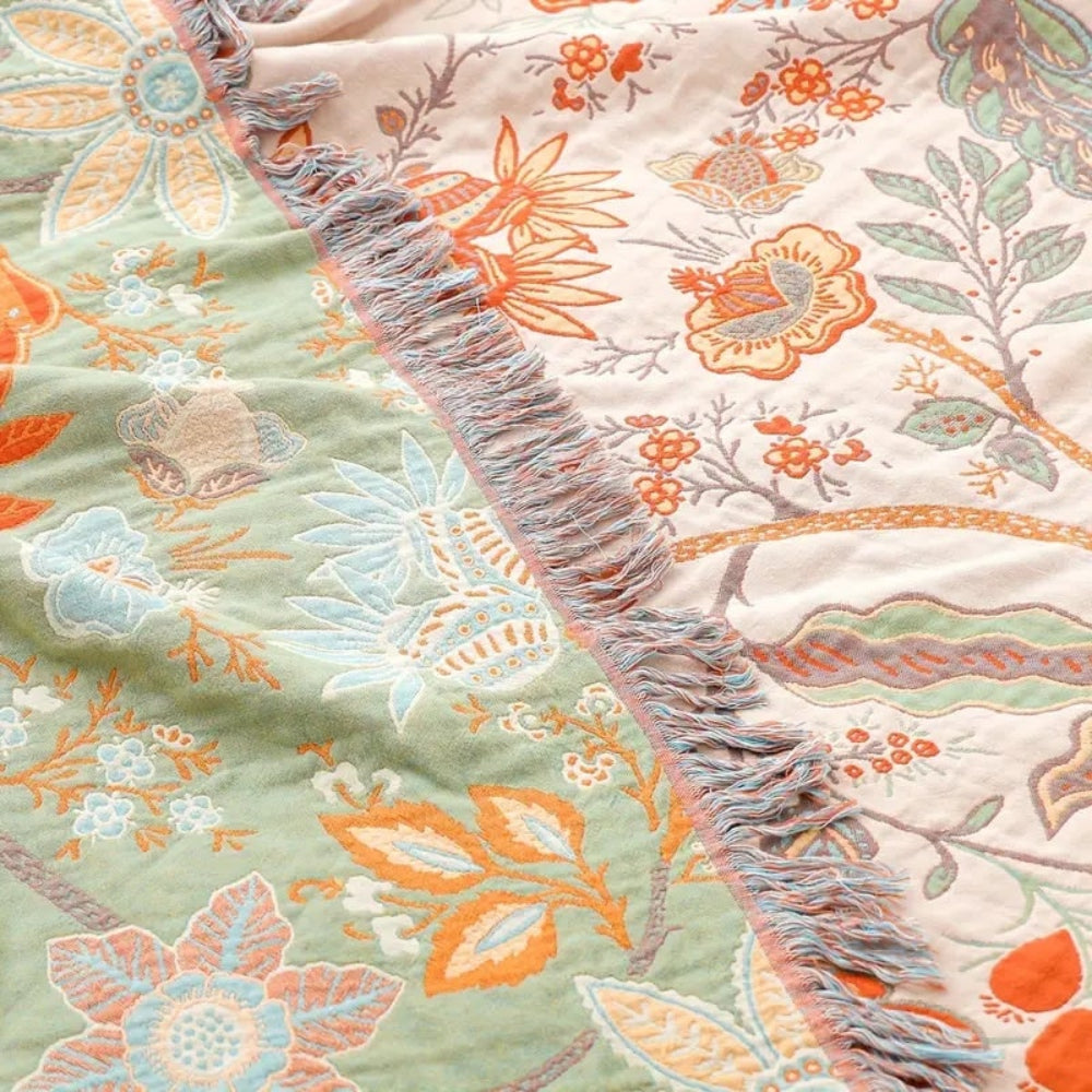 Blanket Throw Fringe Floral Boho Blanket - Image 6