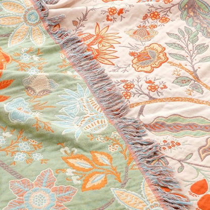 Blanket Throw Fringe Floral Boho Blanket - Image 6