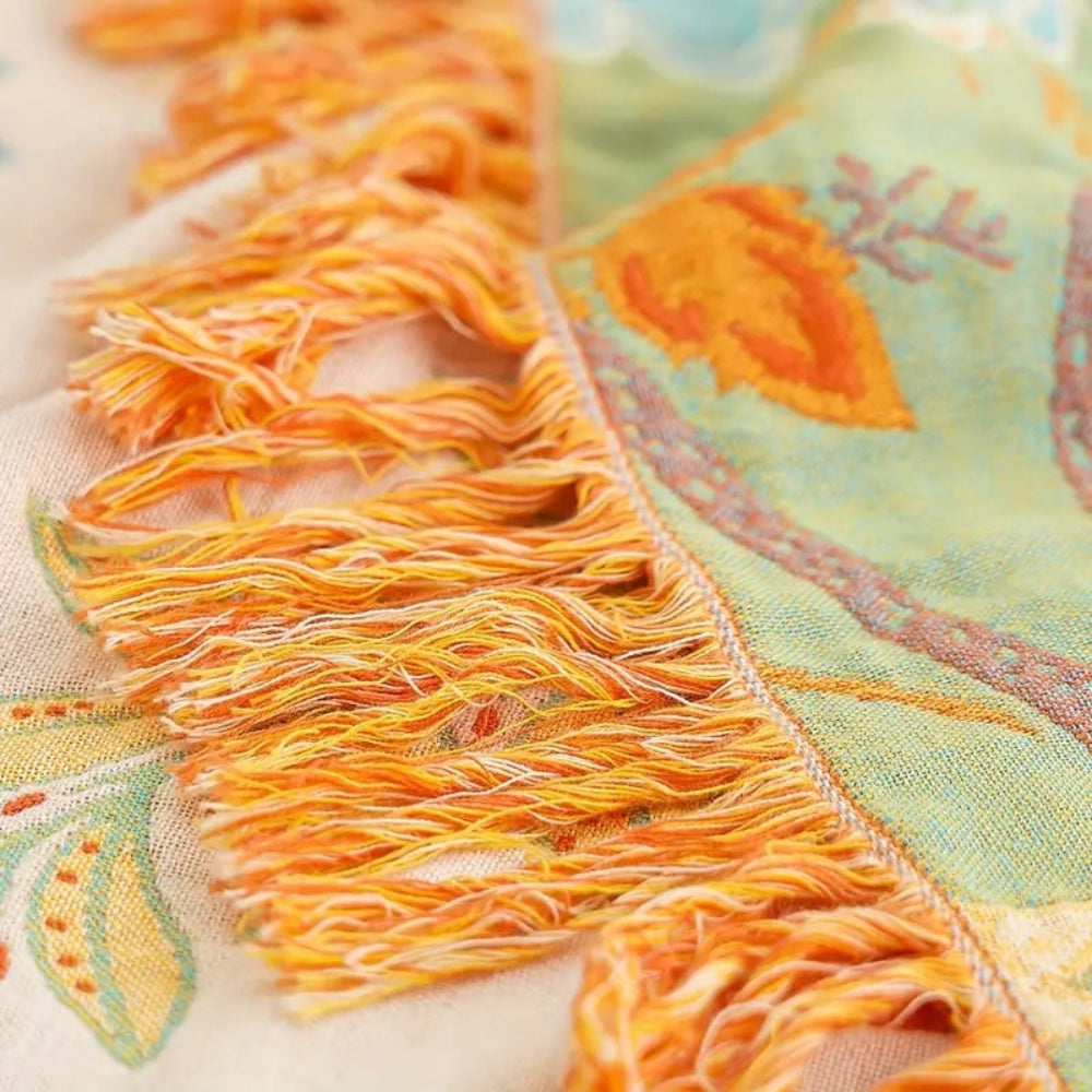 Blanket Throw Fringe Floral Boho Blanket - Image 7