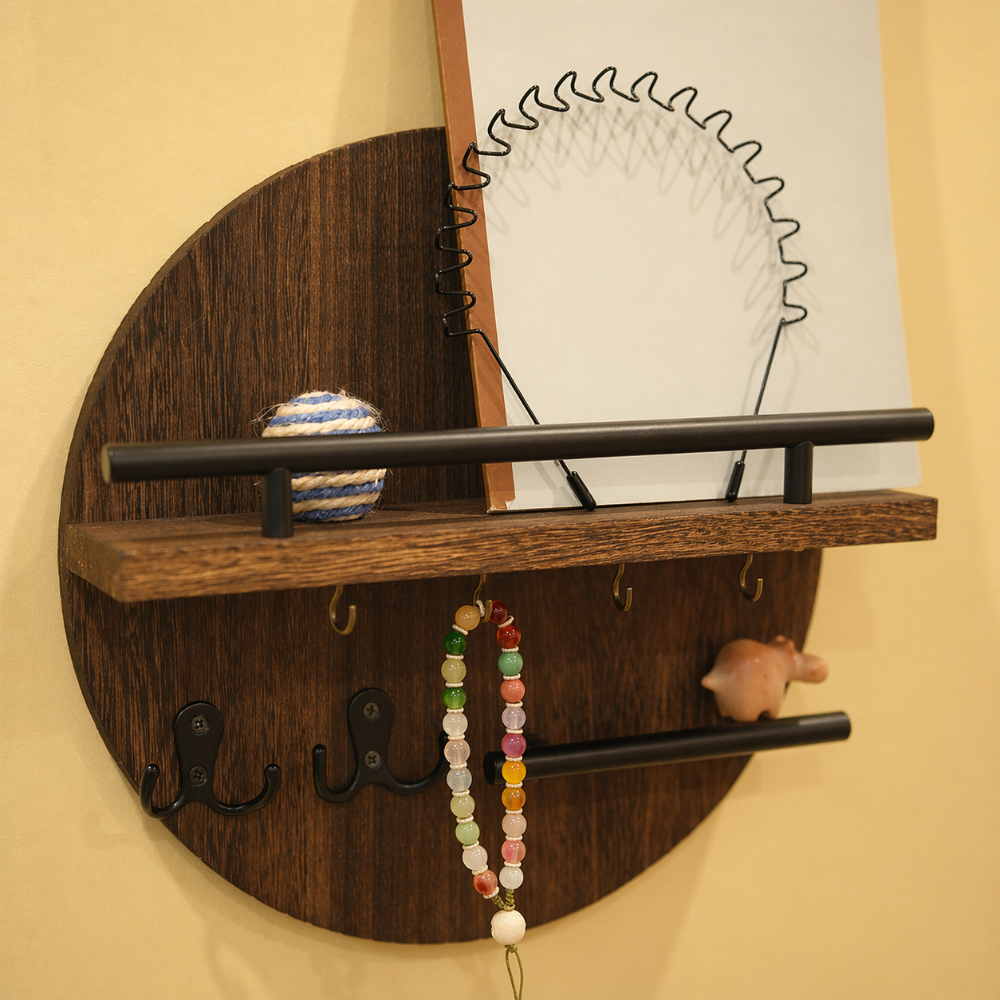 Round Wooden Wall Key Holder