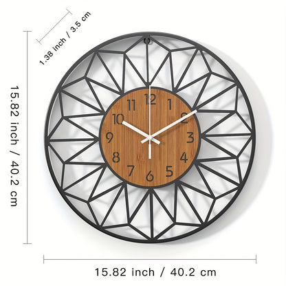 Wood Grain Metal Wall Clock
