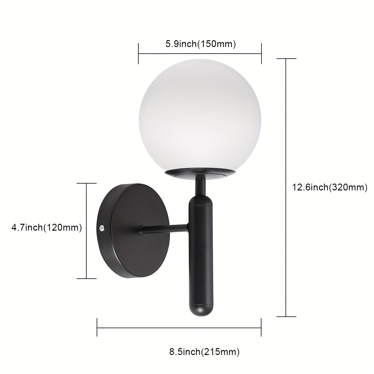 Glass Globe Polished Metal Wall Sconce