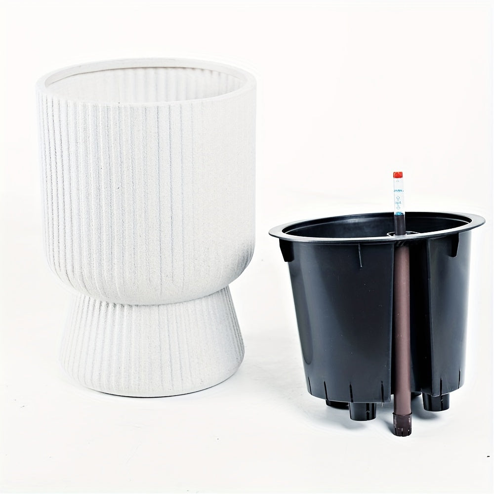White Self Watering Wine Glass Planter