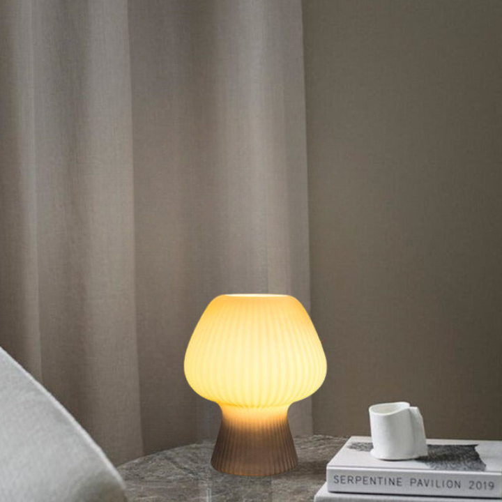 Ribbed Glass Mushroom Bedside Lamp