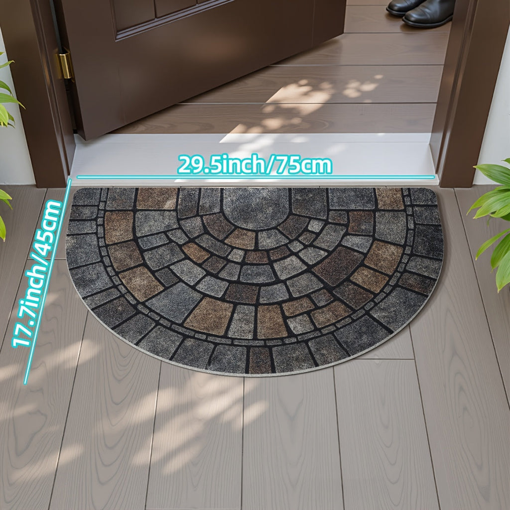 Half Circle Mosaic Pattern Door Mat