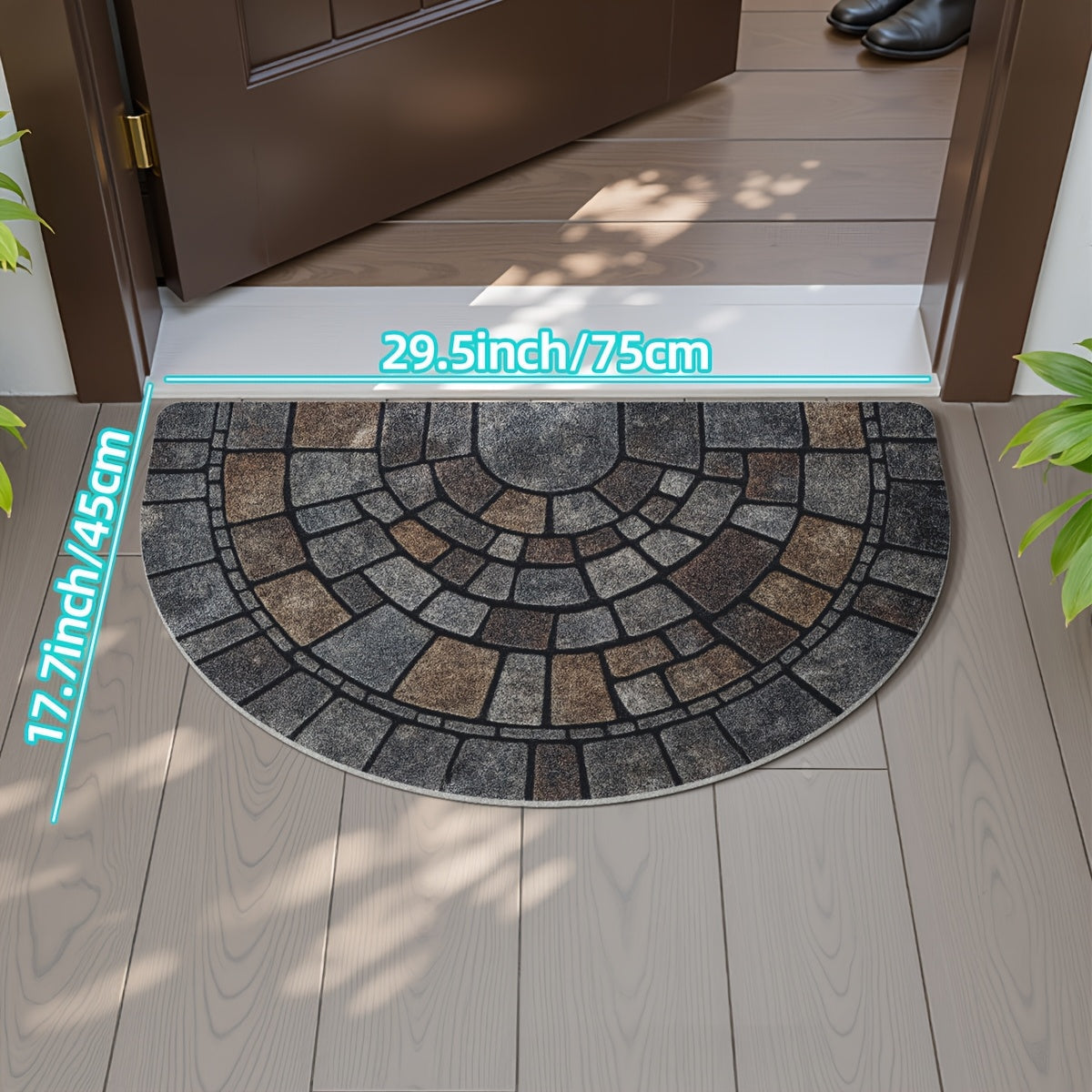 Half Circle Mosaic Pattern Door Mat
