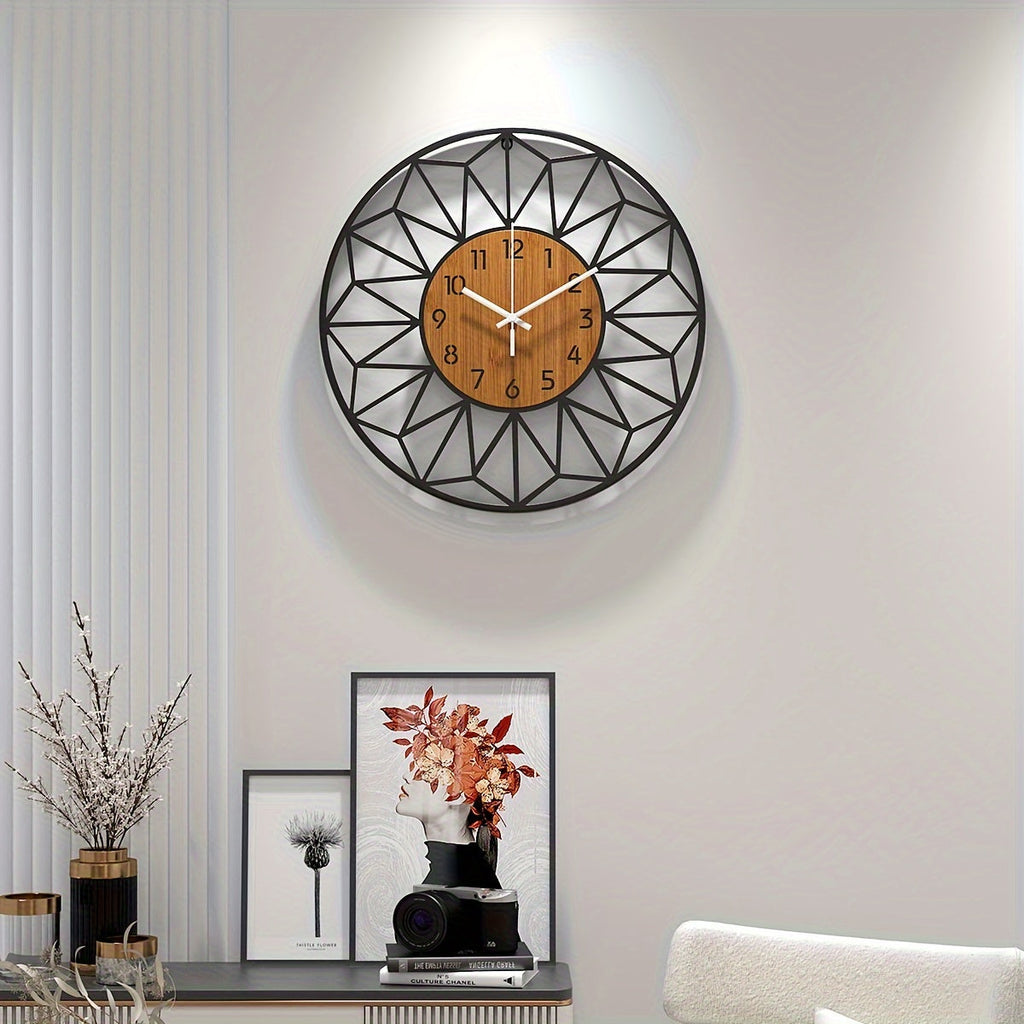 Wood Grain Metal Wall Clock