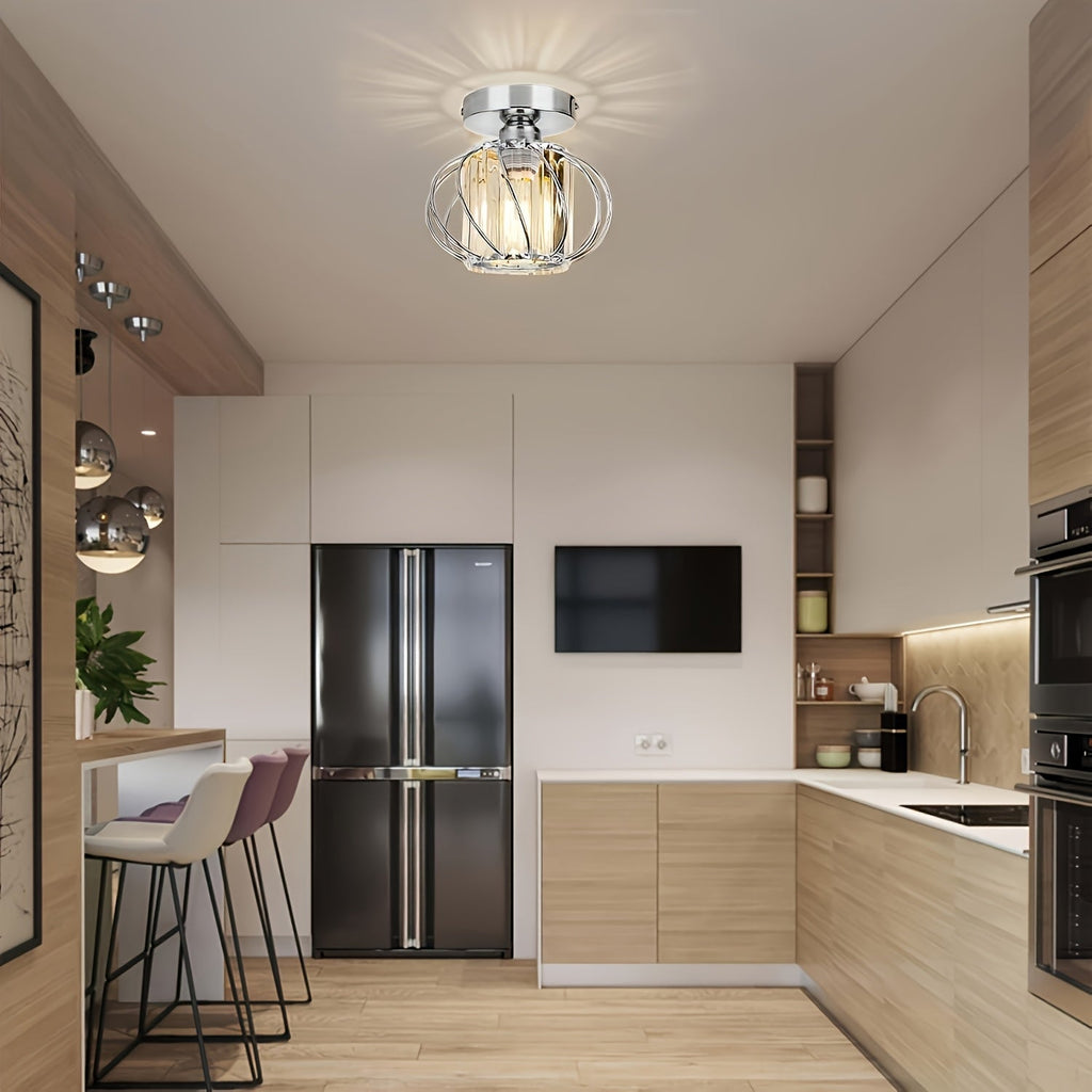 Industrial Cage Semi Flush Ceiling Light