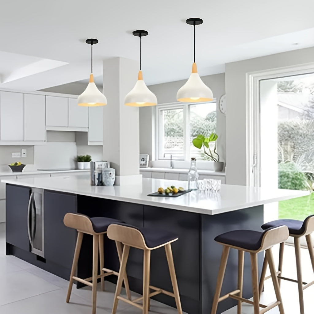 Teardrop Metal & Wood Pendant Light