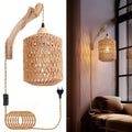 Boho Rattan Plug-In Wall Lamp
