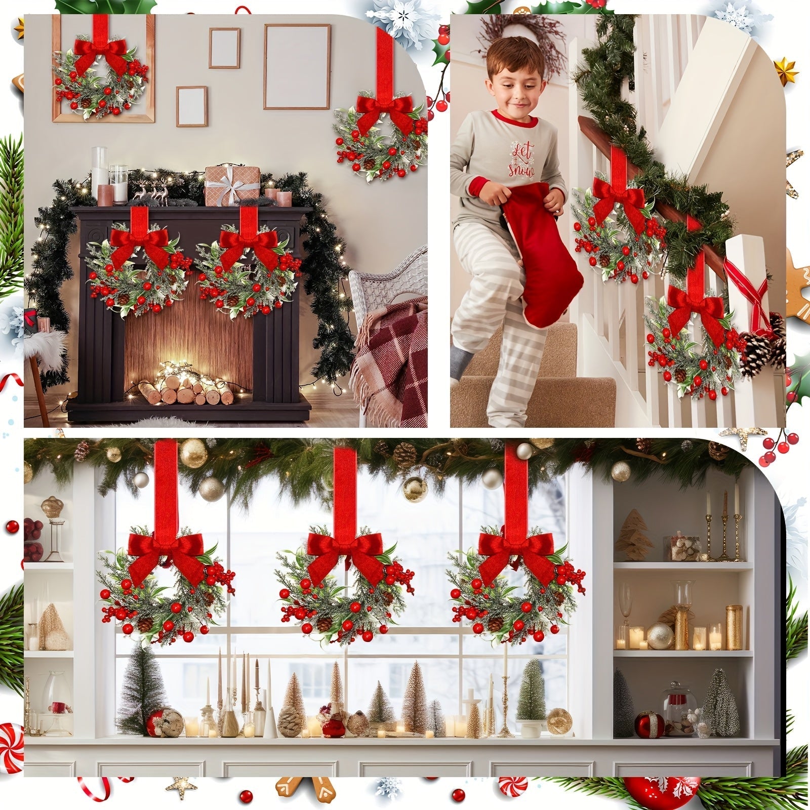 Red Bow Pinecone Christmas Wreath