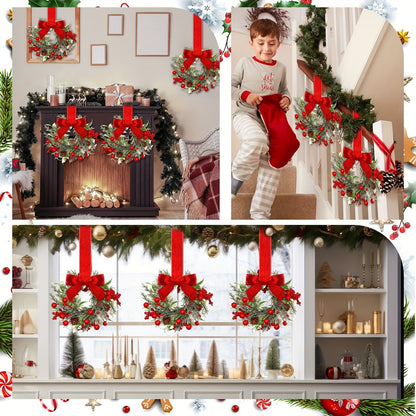 Red Bow Pinecone Christmas Wreath