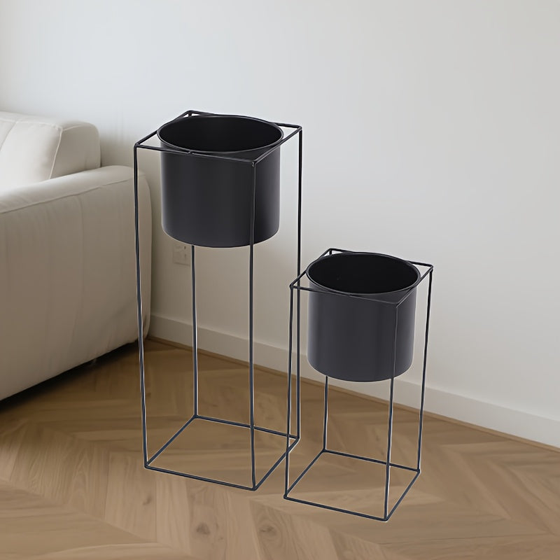 Black Metal Rectangular Plant Stand