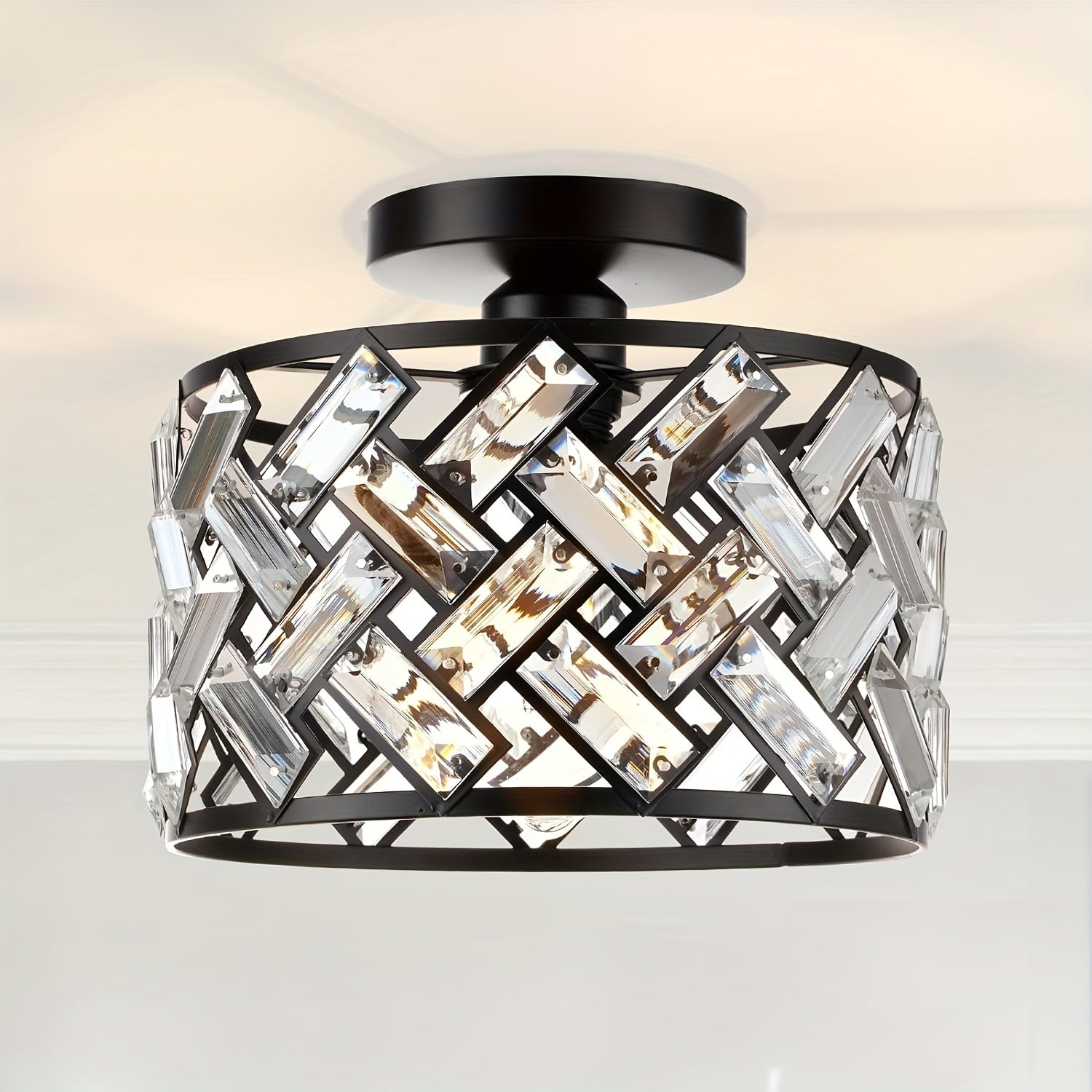 Crystal Semi Flush Ceiling Light