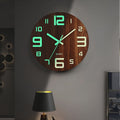 Walnut Luminous Wall Clock