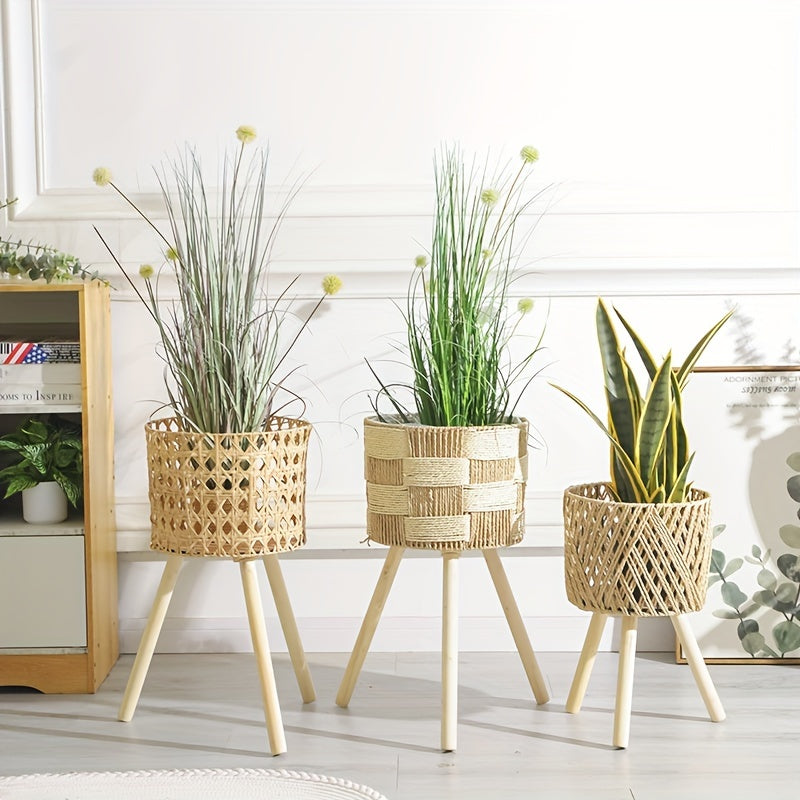 Bohemian Rattan Woven Plant Stand