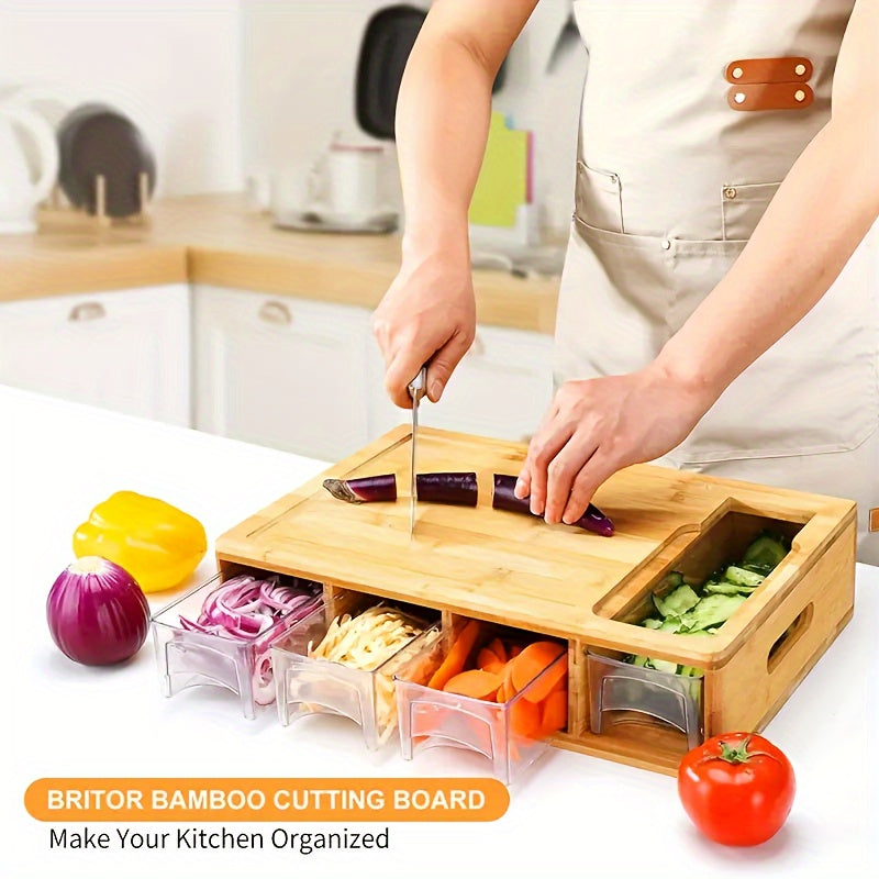 Bamboo Cutting Board Prep Station