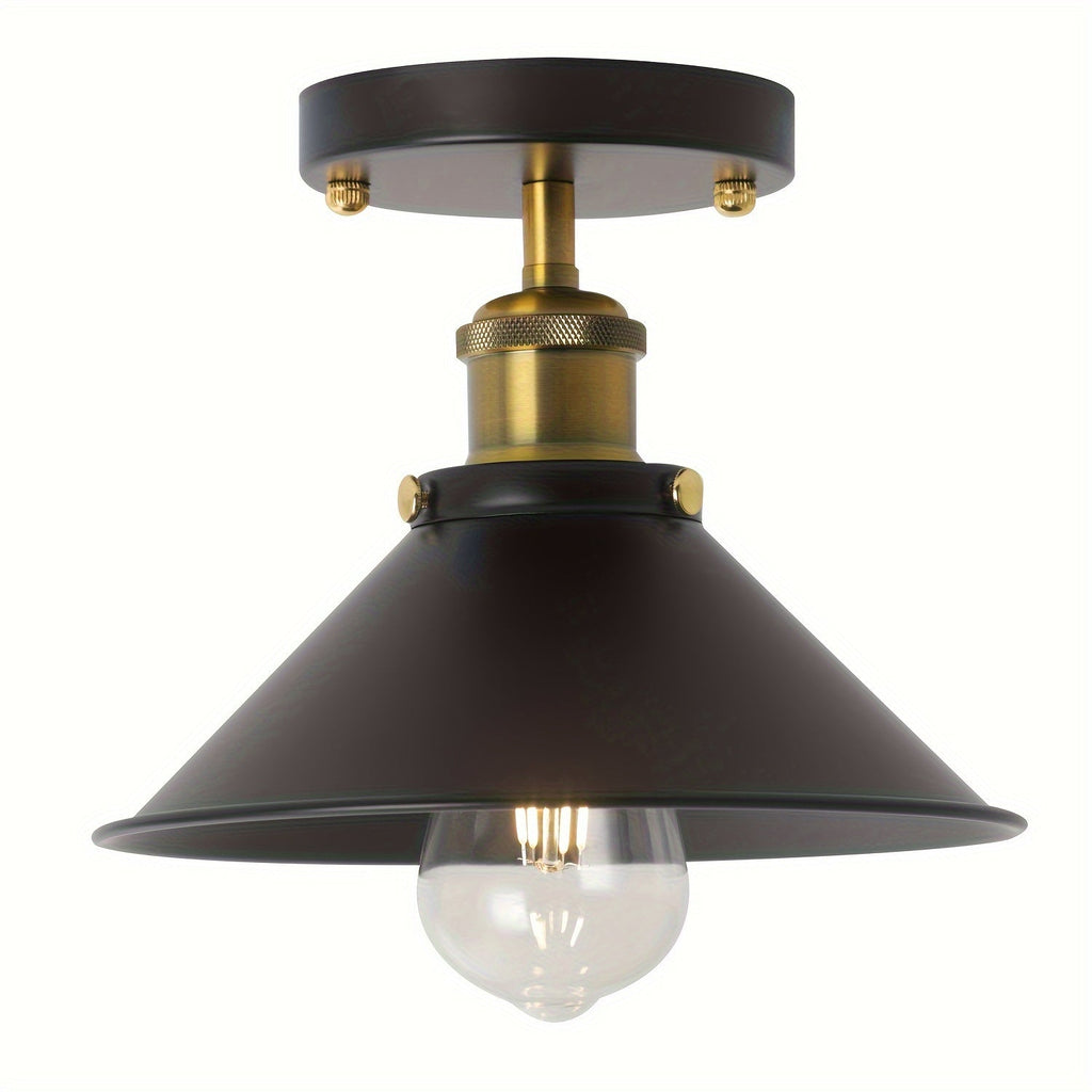 Industrial Black Semi Flush Ceiling Light