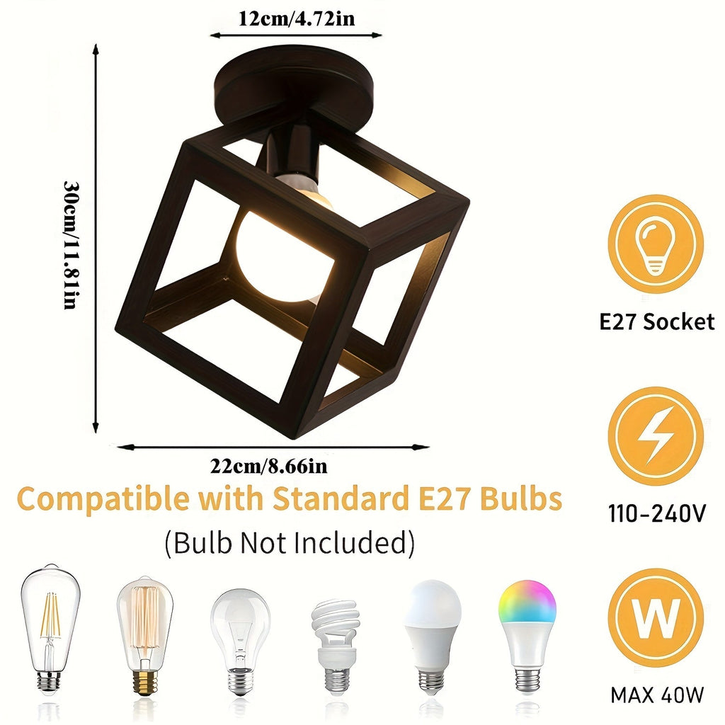 Geometric Cube Semi Flush Ceiling Light