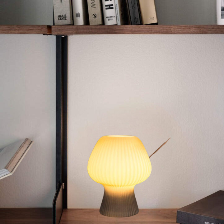 Ribbed Glass Mushroom Bedside Lamp