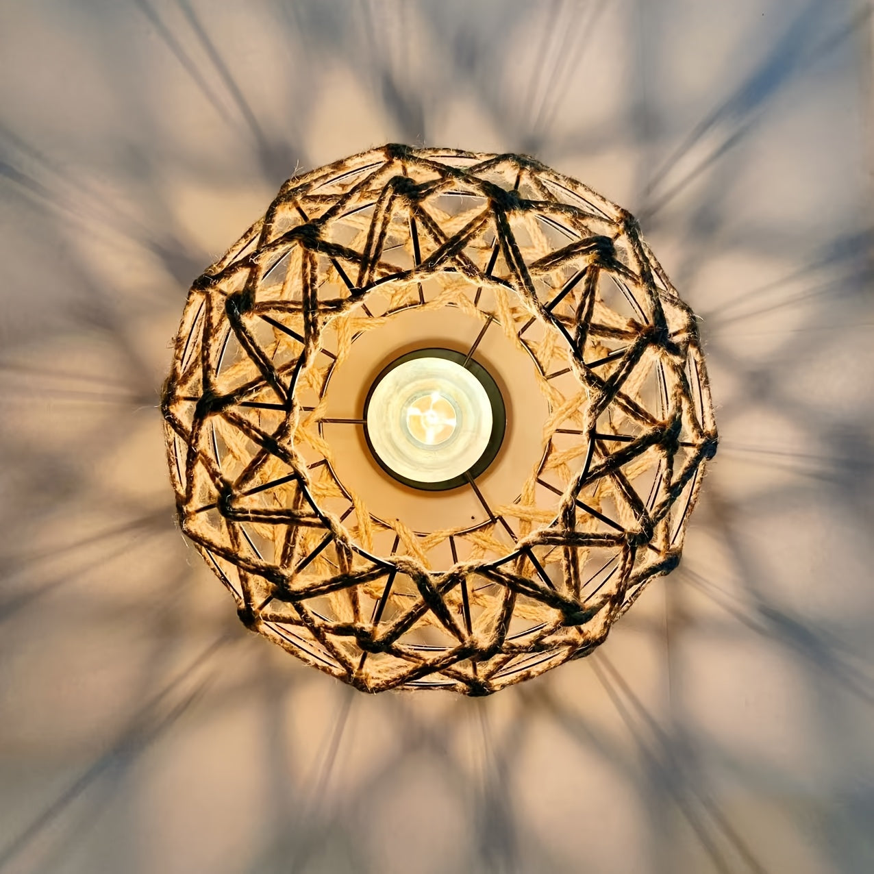 Hemp Rope Rustic Flush Ceiling Light