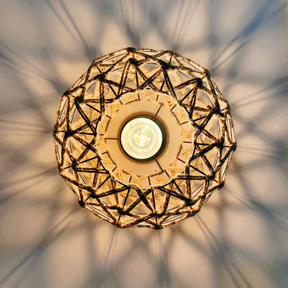 Hemp Rope Rustic Flush Ceiling Light
