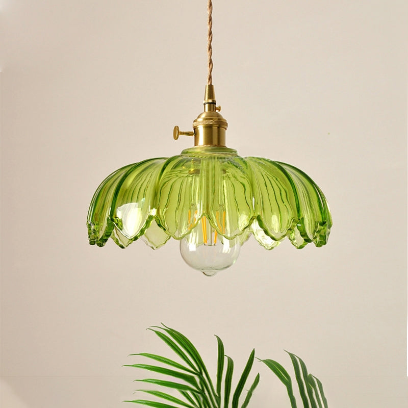 Vintage Flower Glass Pendant