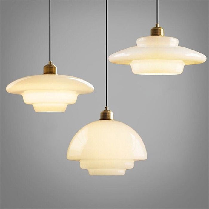 White Glass Mid-Century Pendant
