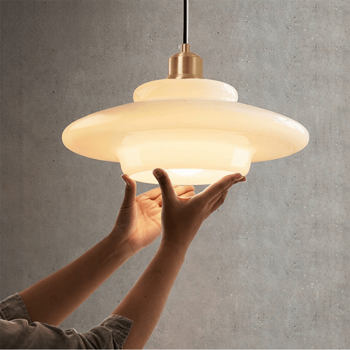 White Glass Mid-Century Pendant