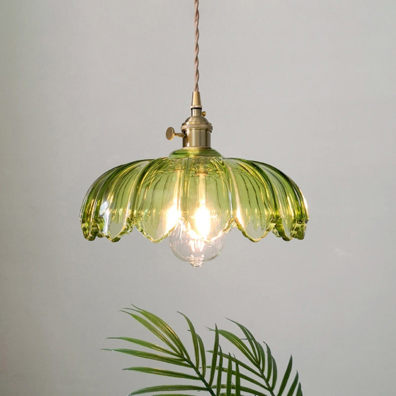 Vintage Flower Glass Pendant