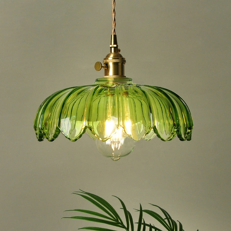 Vintage Flower Glass Pendant