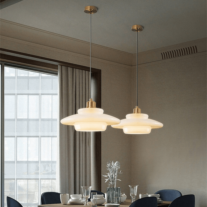 White Glass Mid-Century Pendant